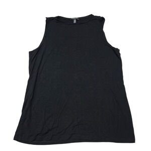 Eileen Fisher Petite Black Sleeveless Tank Top Tunic Top MP